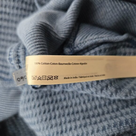 Free People One Blake Thermal Shirt XL Blue Oversized Relaxed Fit Streetwear NWT - Picture 9 of 14